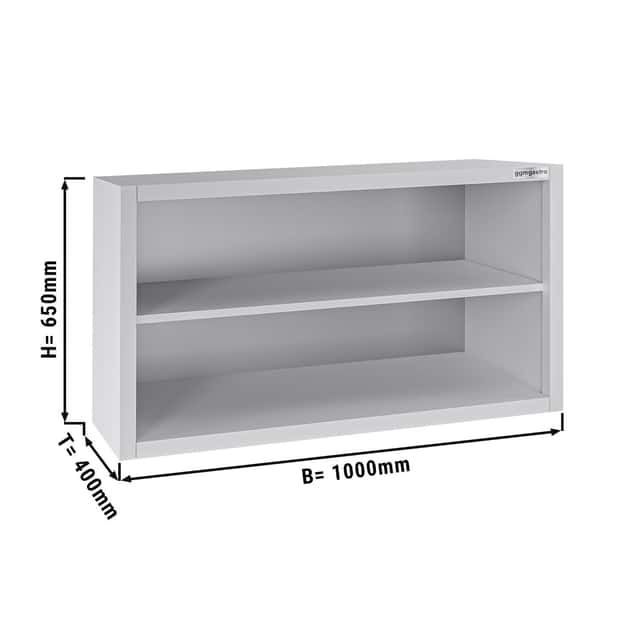 Edelstahl Wandhängeschrank ECO - 1000x400mm - ohne Schiebetür - 650mm hoch