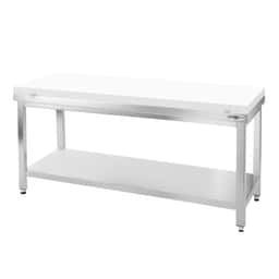 Stainless steel worktable PREMIUM  - 1800x800mm - with undershelf without backsplash incl. cutting plate