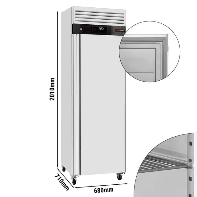 Kühlschrank Edelstahl ECO - 600 Liter - mit 1 Tür - Innenseite der Tür aus Kunststoff