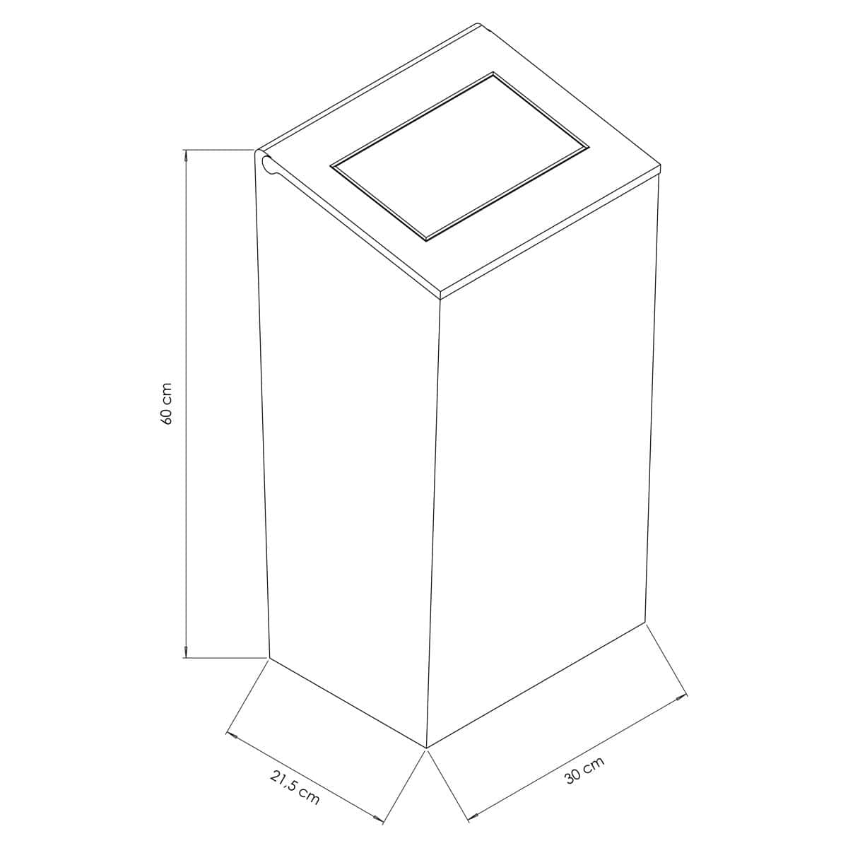 Mülleimer mit Pushklappe - 38L - Silber - Edelstahl