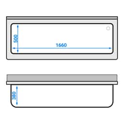 Topfspültisch - 1800x700mm - mit Grundboden & 1 Becken