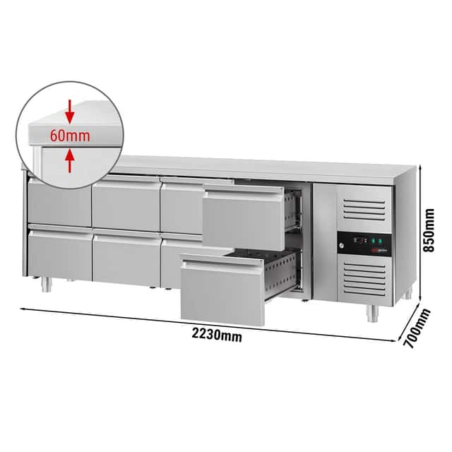 Kühltisch ECO - 2230x700mm - mit 8 Schubladen