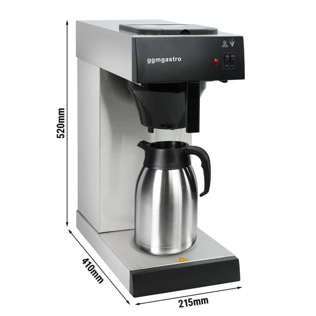 Filterkaffeemaschine - 2 Liter Tank - 2kW - inkl. Isolierkanne 1,6 Liter und Warmhalteplatte