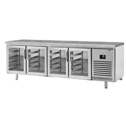 Bäckereikühltisch Premium PLUS - 2752x800mm - 4 Glastüren & Granitarbeitsplatte