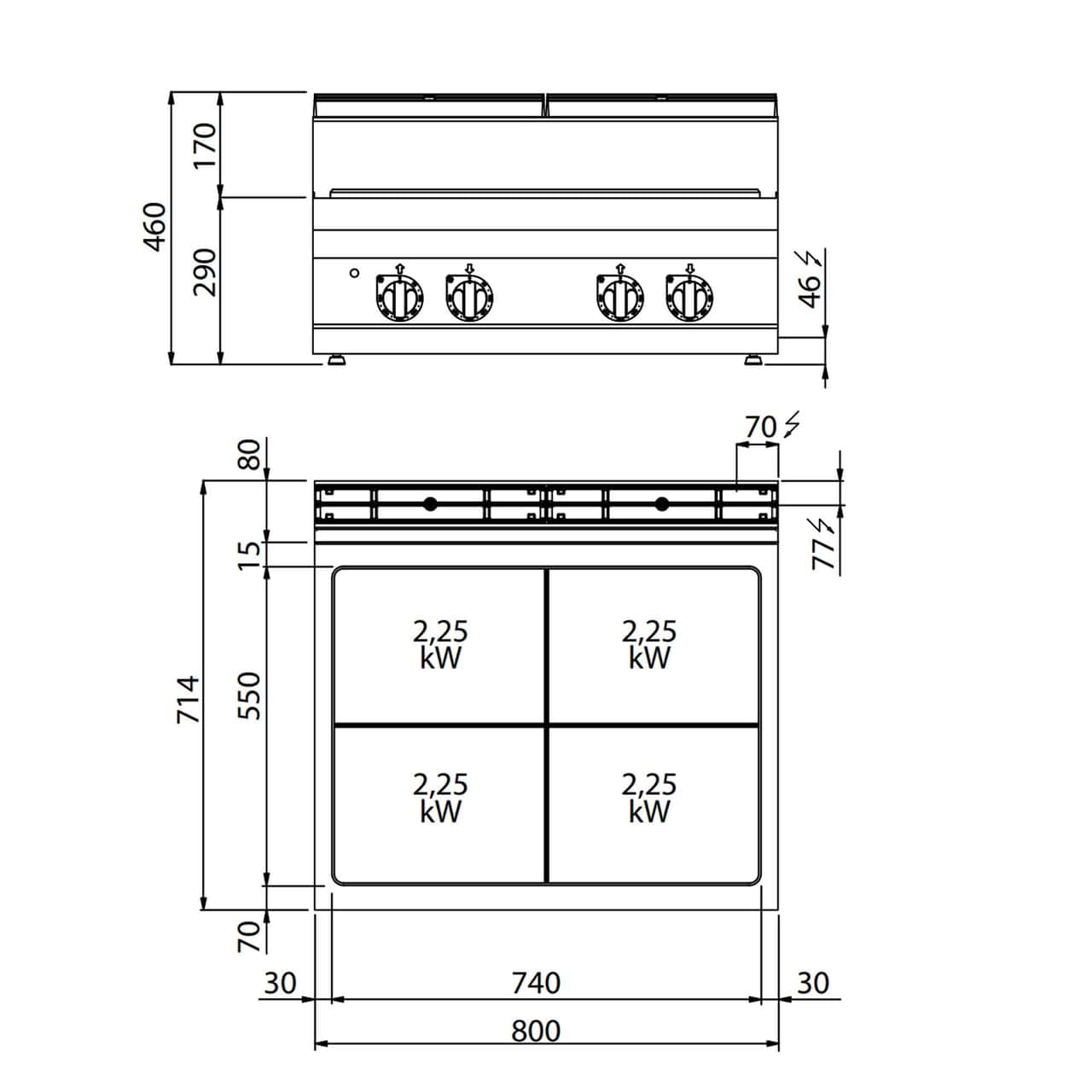 Elektro Glühplattenherd - 9 kW