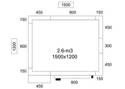 Edelstahl Kühlzelle - 1500x1200mm - 2,6m³