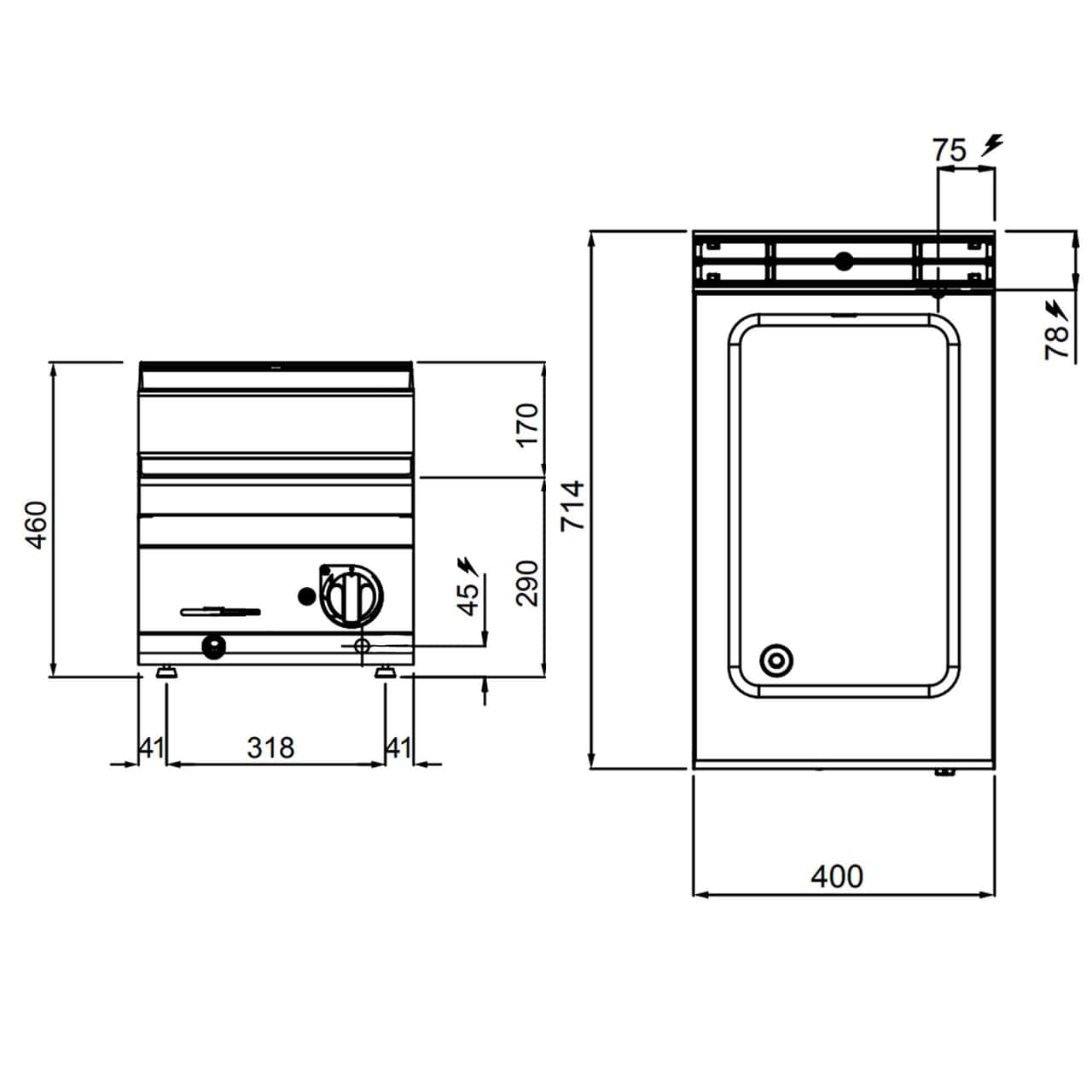 Elektro Bain-Marie - 1,2 kW - 1x GN 1/1