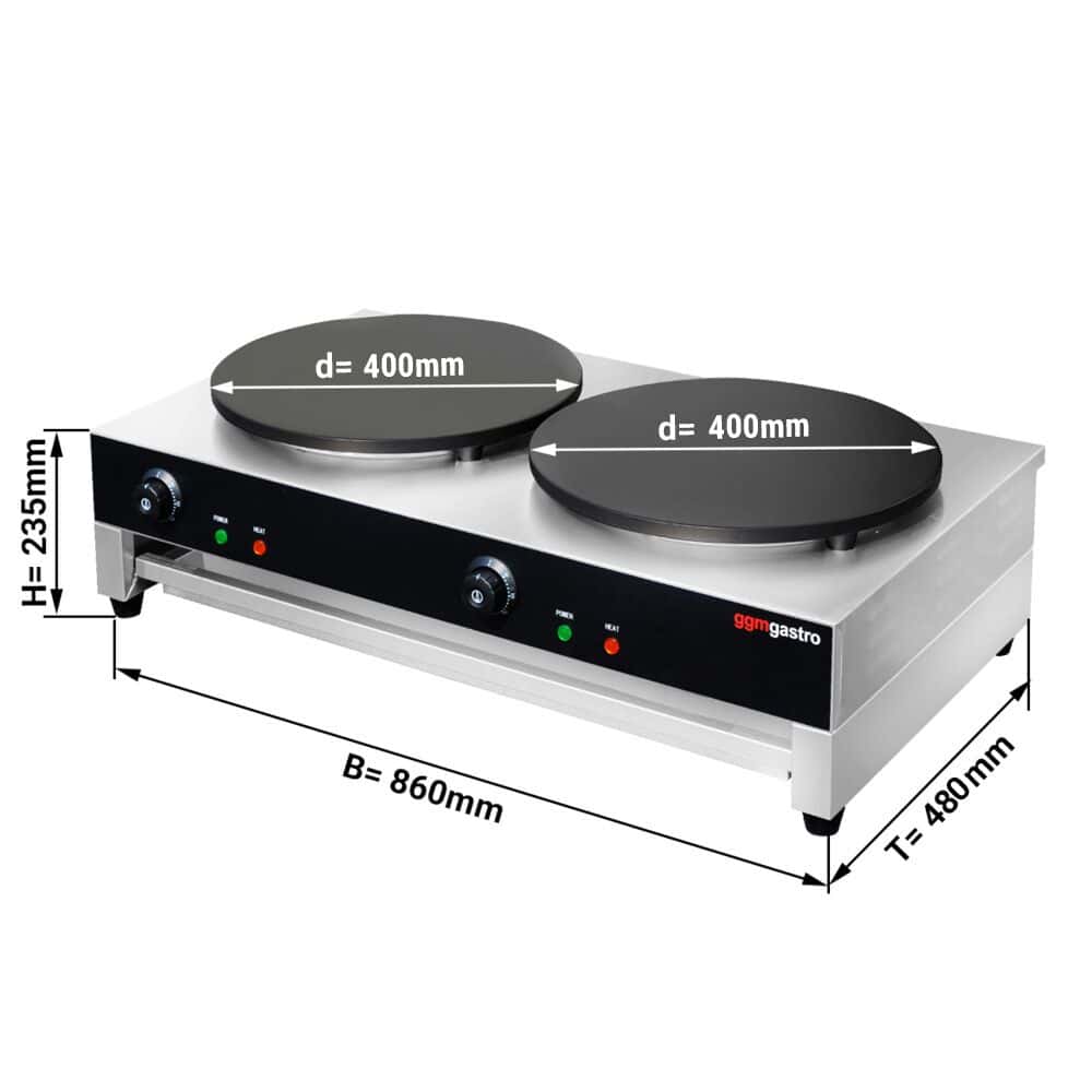 Zubereitungstisch - 2 Türen - für 9x 1/6 GN-Behälter - inkl. Crêpes-Gerät mit 2 Platten