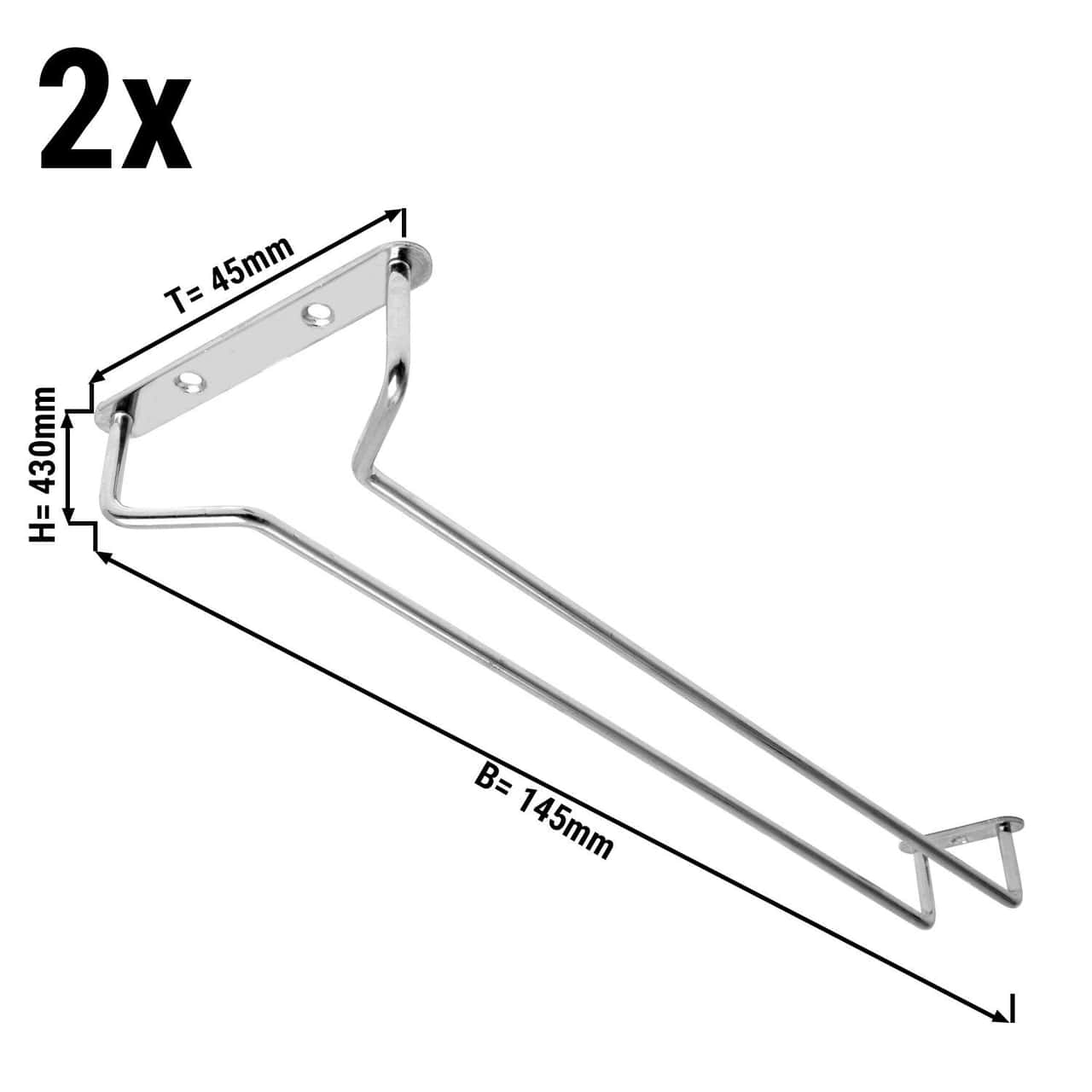 (2 Kusy) Skleněná závěsná police - Bar Professional - 30 x 11 cm - stříbrná