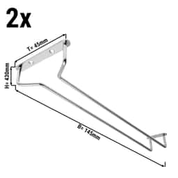 (2 Kusy) Skleněná závěsná police - Bar Professional - 30 x 11 cm - stříbrná