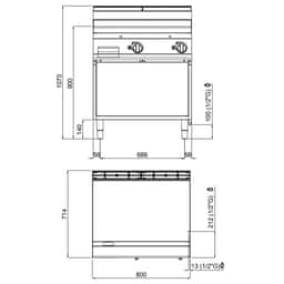 Gas Bratplatte - 13,8 kW - Glatt - mit glänzendem Finish