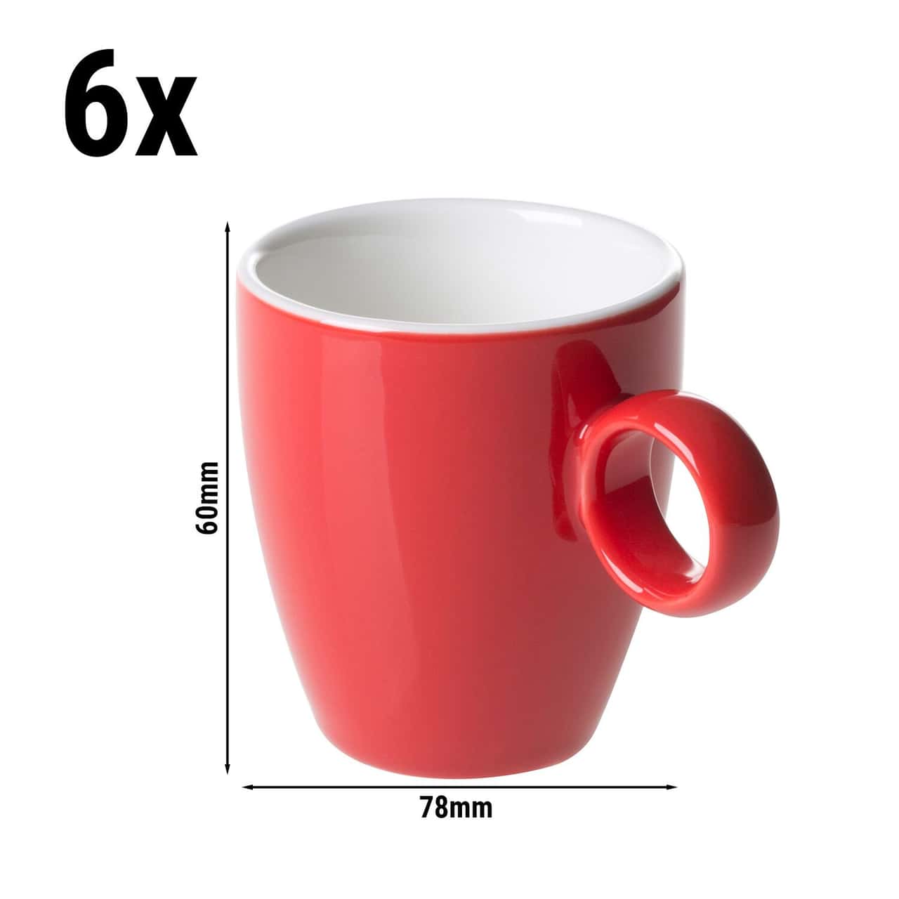 (6 Stück) BART COLOUR CAFE - Espressotasse - 65ml - Rot