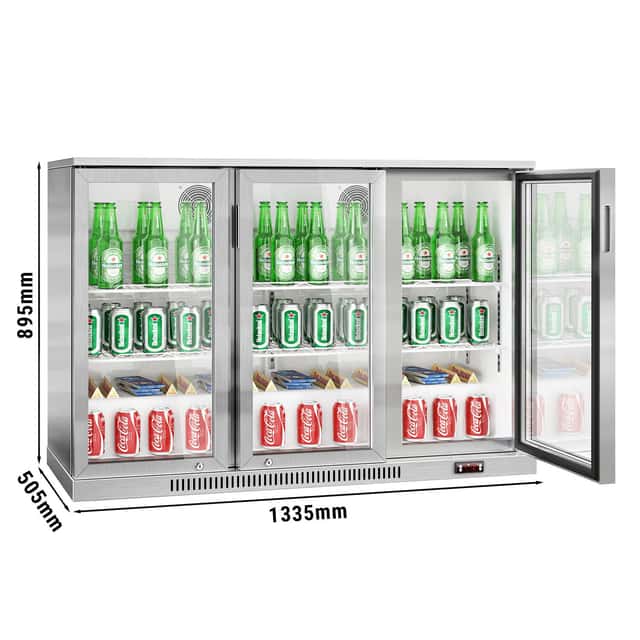 Barkühlschrank - 1330mm - 320 Liter - mit 3 Glasflügeltüren - Edelstahl