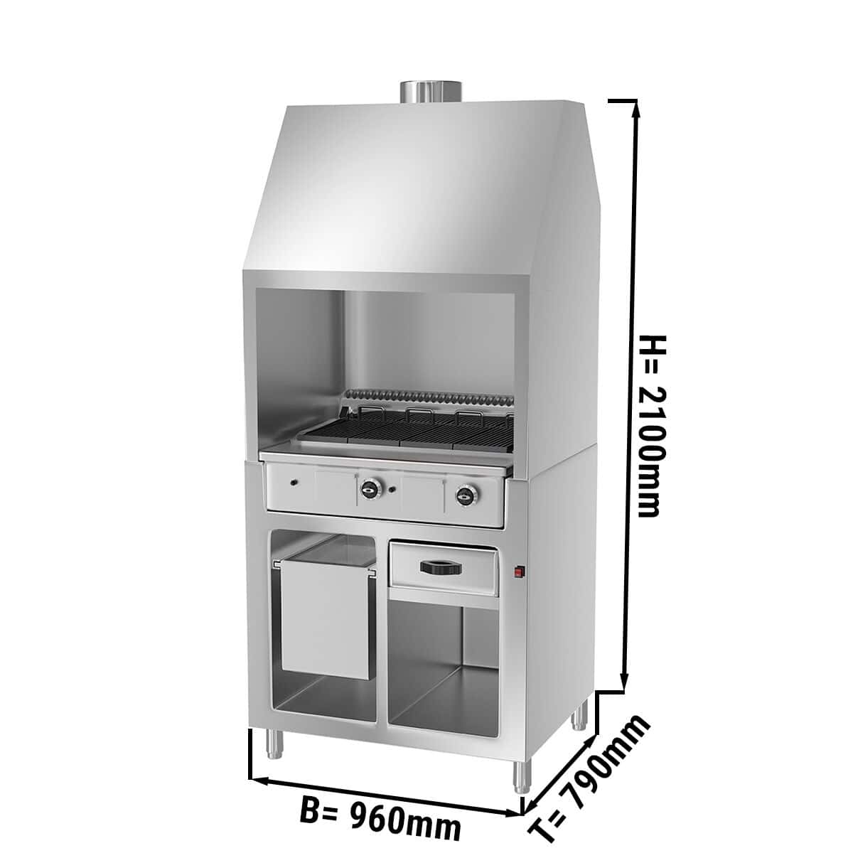 Gasgrill BERLIN - 0,96m - Edelstahloptik