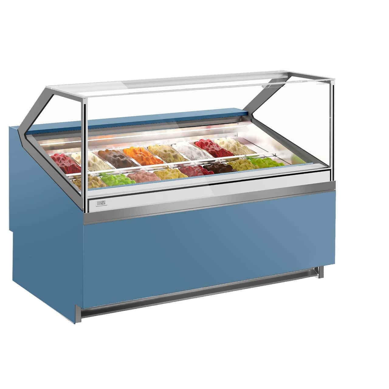 Ice cream counter IVY - 1560mm - Air circulation -   for 16x 5 liter containers - Blue