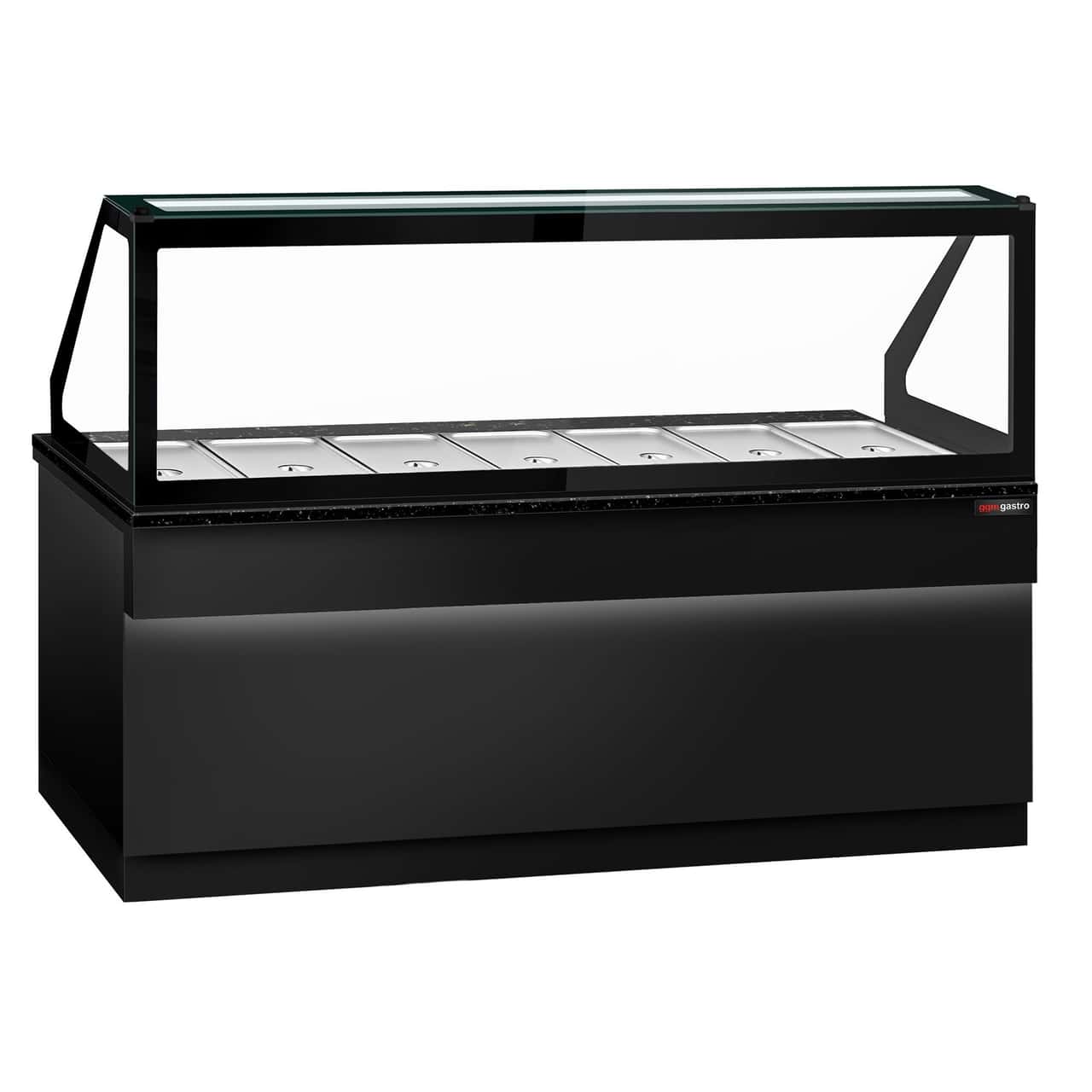 Saladette TORONTO - 2550mm - 4 Türen - für 6x GN 1/1 - schwarze Front - schwarze Granit-Arbeitsplatte