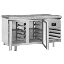 Bäckereikühltisch Premium PLUS - 1618x800mm - 2 Glastüren & Granitarbeitsplatte