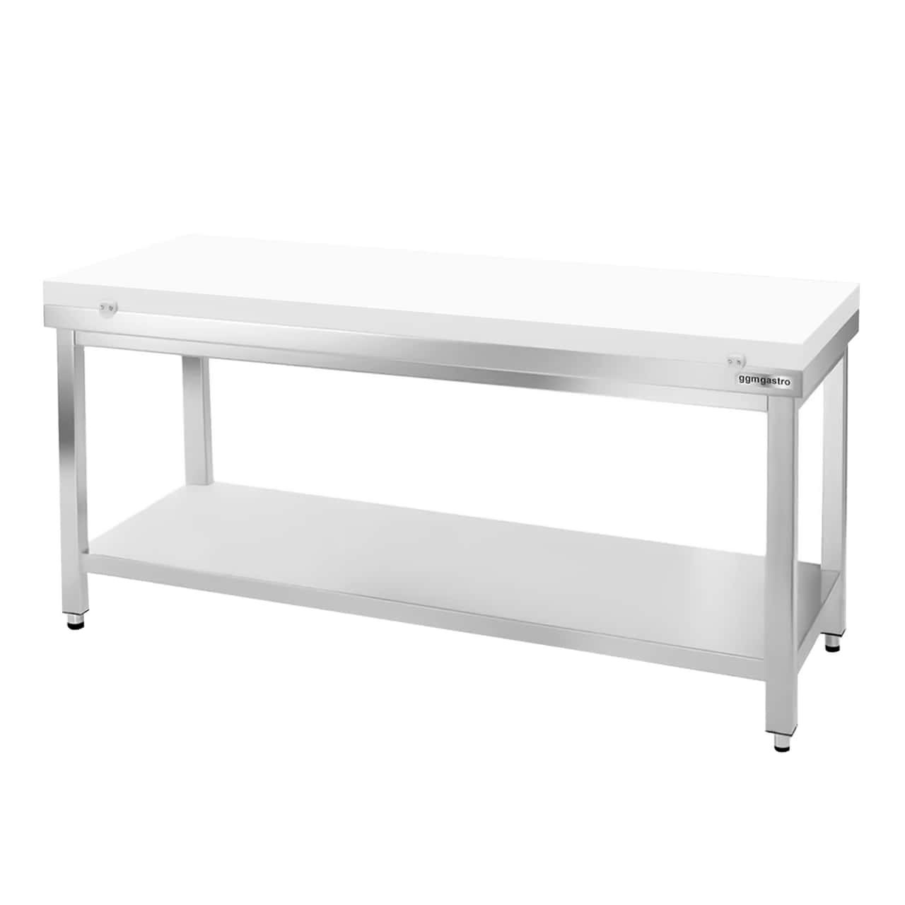 Edelstahl Arbeitstisch PREMIUM - 1600x700mm - mit Grundboden ohne Aufkantung inkl. Schneideplatte