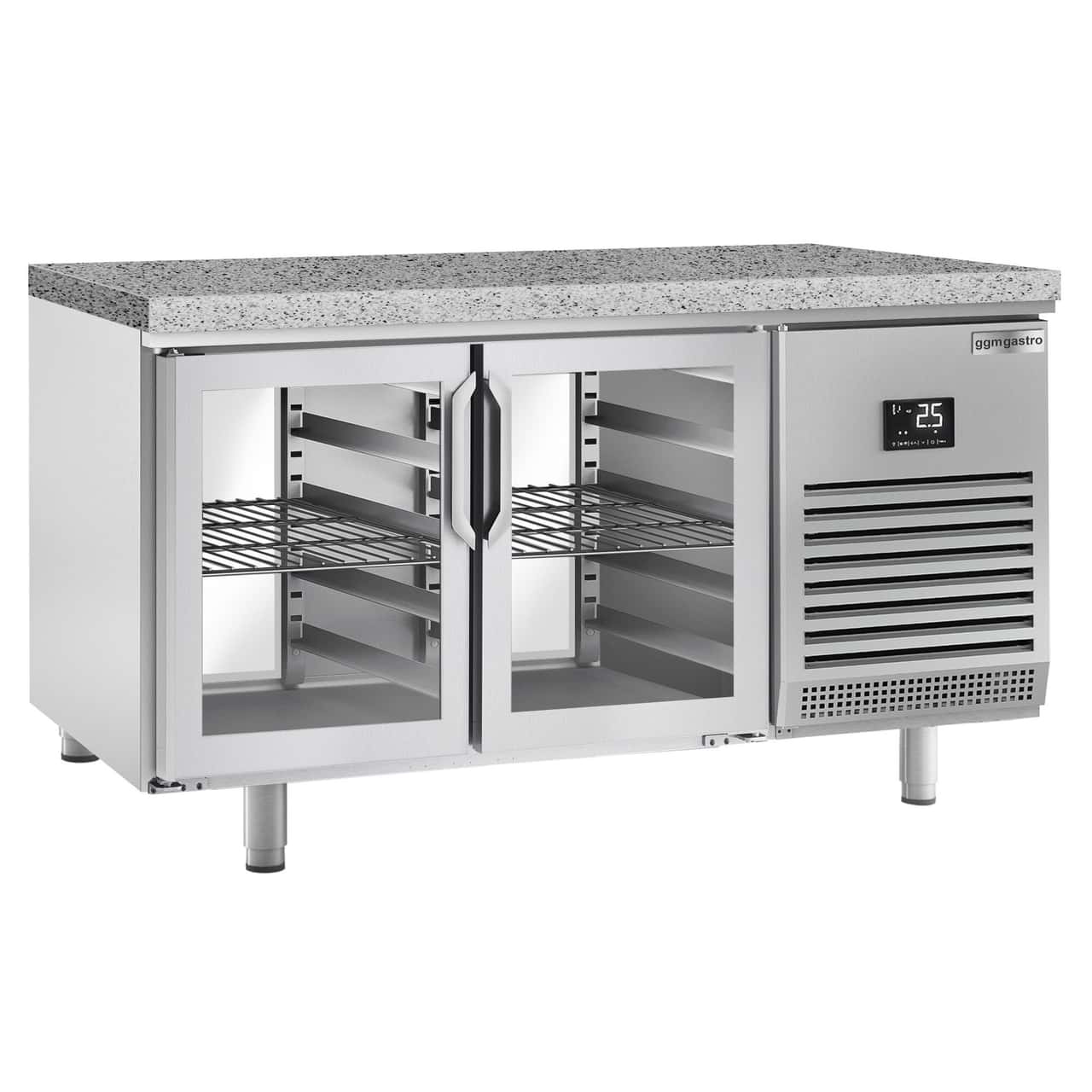 Bäckereikühltisch Premium PLUS - 1618x800mm - mit Durchreiche & Granitarbeitsplatte