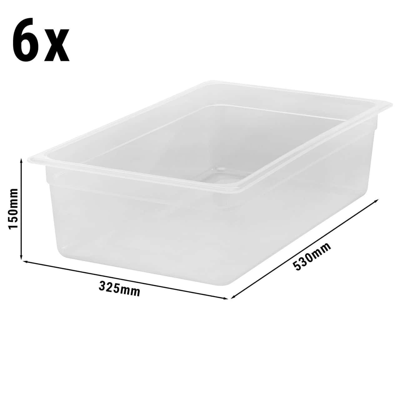 (6 kusů) CAMBRO | CAMWEAR® - polypropylenové GN nádoby 1/1 - mléčné - hloubka 150 mm