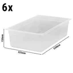 (6 kusů) CAMBRO | CAMWEAR® - polypropylenové GN nádoby 1/1 - mléčné - hloubka 150 mm