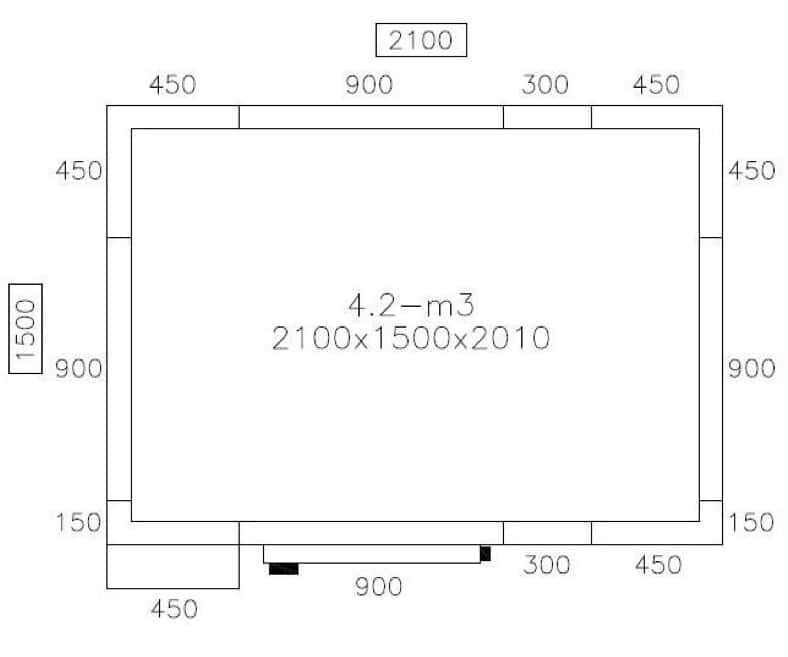 Edelstahl Tiefkühlzelle - 2100x1500mm - 4,14m³ - inkl. Tiefkühlaggregat & Lamellen