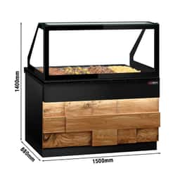 Warmhaltetheke TORONTO - 1500mm - Holzfront - für 4x GN 1/1 - schwarze Granit-Arbeitsplatte