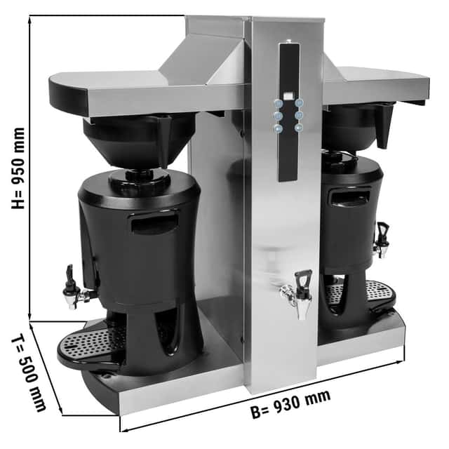 Filterkaffeemaschine mit Heißwasserausgabe - 2x 5 Liter - 9 kW - mit 2 Brüharmen