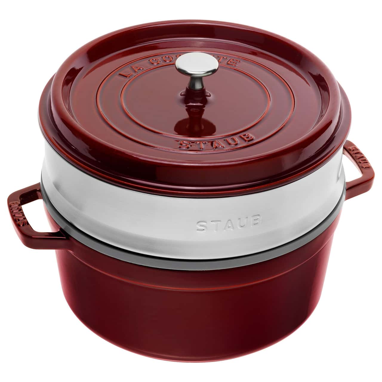 STAUB | LA COCOTTE - Cocotte mit Dämpfeinsatz - Ø 260mm - Gusseisen - Grenadine-Rot