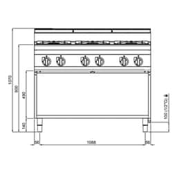 Plynový sporák - 6 hořáků (31,5 kW)