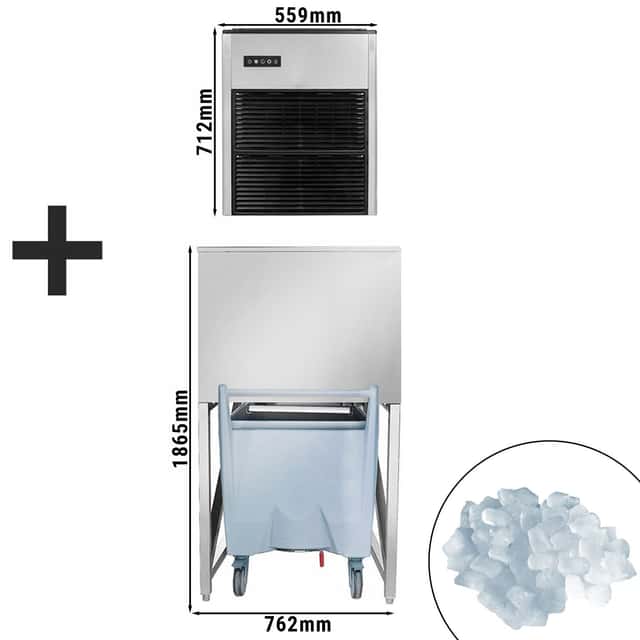 Eiswürfelbereiter - Nugget - 335 kg / 24h - inkl. Eisvorratsbehälter & Transportwagen