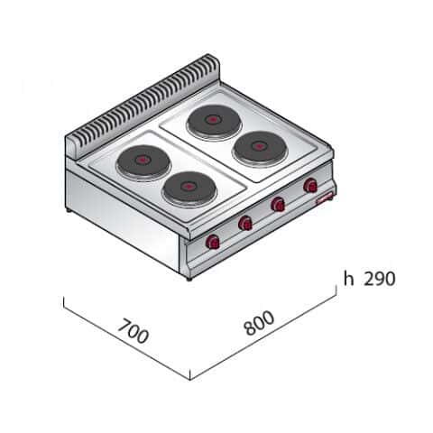 Elektroherd - 10,4 kW - 4 Platten Rund