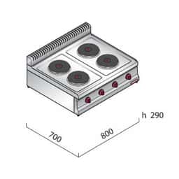 Elektroherd - 10,4 kW - 4 Platten Rund