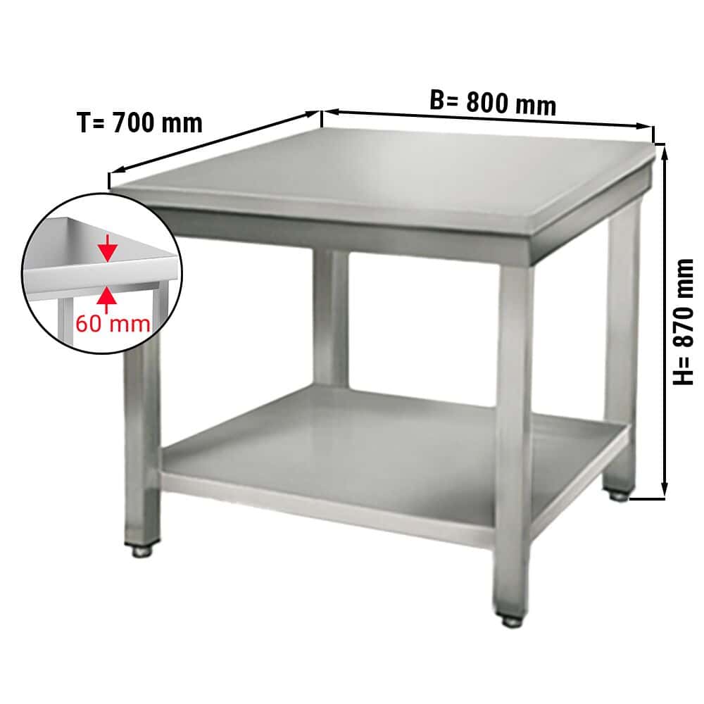 Edelstahl Arbeitstisch ECO - 800x700mm - mit Grundboden ohne Aufkantung