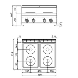 Elektroherd - 10,4 kW - 4 Platten Rund