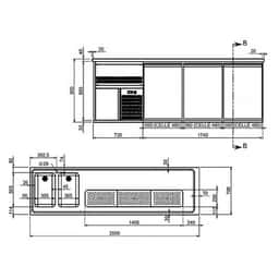 Biertheke Premium PLUS - 2500x700mm - 1 Tür & 4 Schubladen