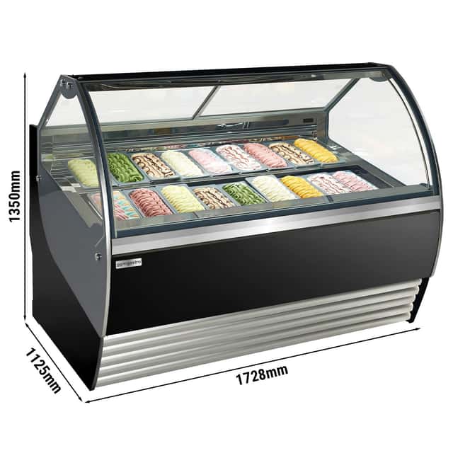 Eistheke NOLAN - 1730mm - Umluft - für 18x 5 Liter Eisbehälter - Schwarz