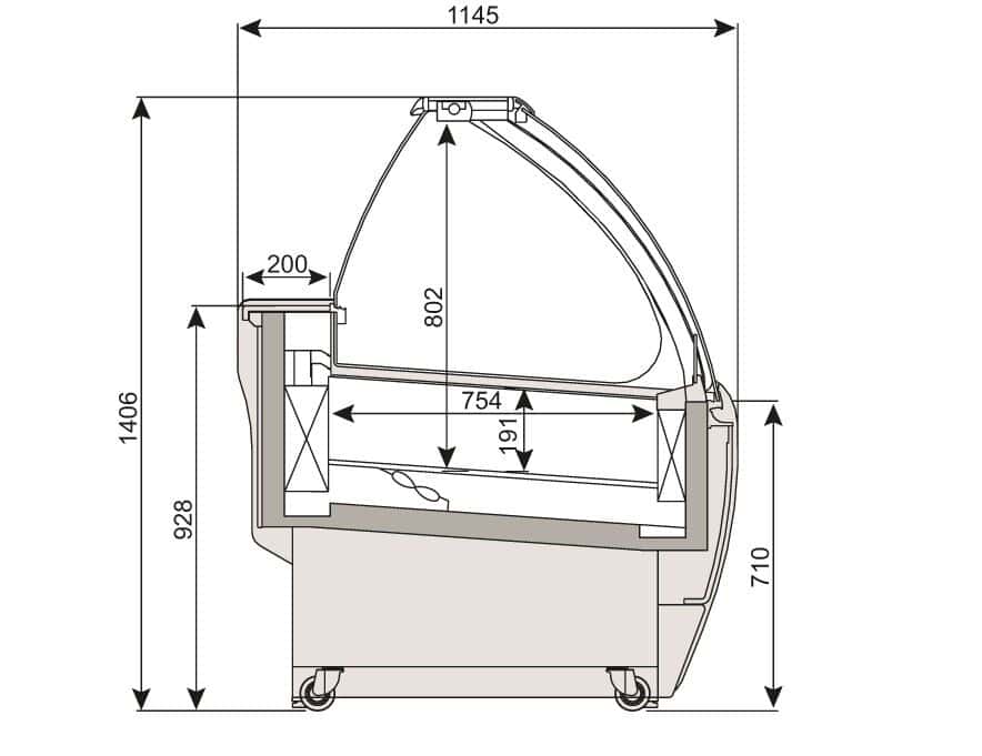 Zmrzlinový pult - Leo - 1330mm - s LED osvětlením - pro 10x 5L nádoby 