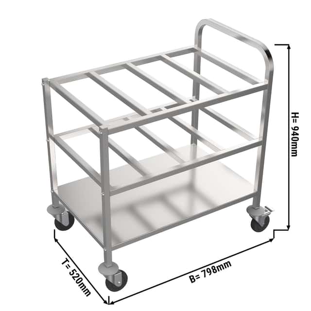 Servierwagen 0,80 m - mit 2 Abstellflächen für jeweils 12 GN1/6 Behälter