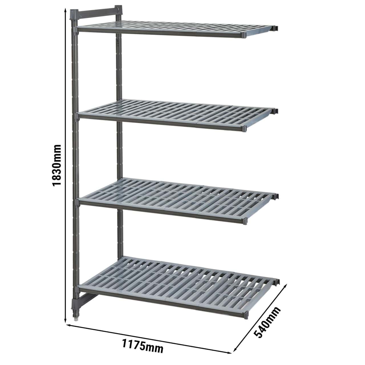 CAMBRO | Camshelving® - Basics Plus Anbauregal - mit geschlitzten Regalböden