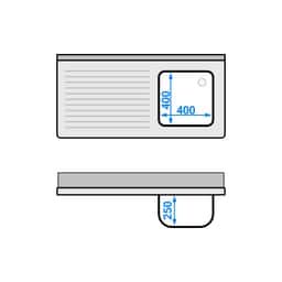 Spülmaschinen-Spülschrank - 1200x600mm - mit 1 Becken rechts