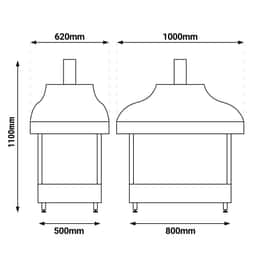 Holzkohle Kupfergrill - 1000mm - mit Glas