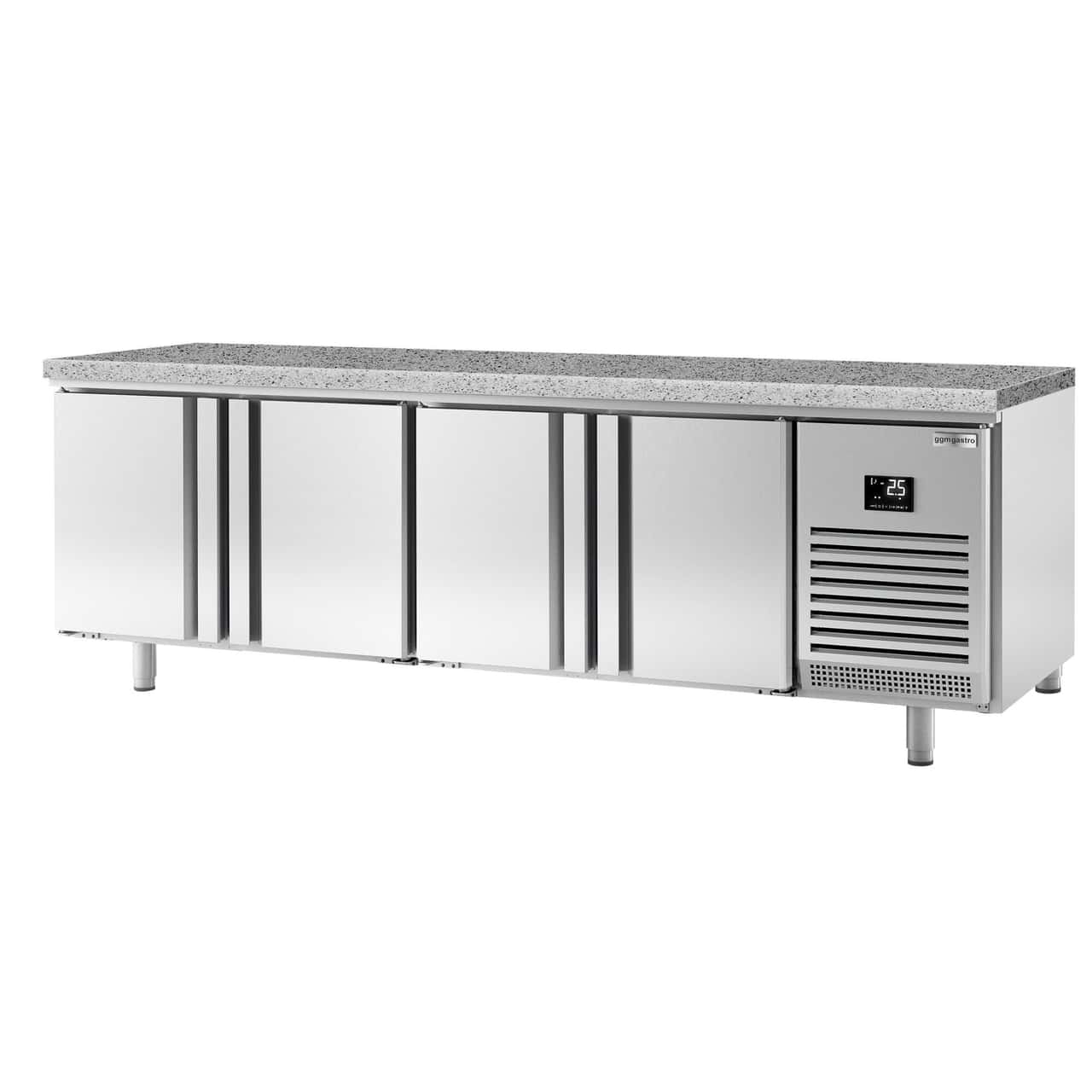 Bäckereikühltisch Premium PLUS - 2752x800mm - 4 Türen & Granitarbeitsplatte