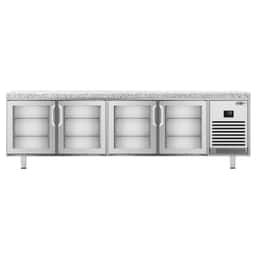 Bäckereikühltisch Premium PLUS - 2752x800mm - 4 Glastüren & Granitarbeitsplatte