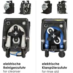 Durchschubspülmaschine - Digital - 7,1 kW - inkl. Zulauftisch rechts, Auslauftisch links & Entkalker - mit Reiniger-, Klarspüler- & Laugenpumpe