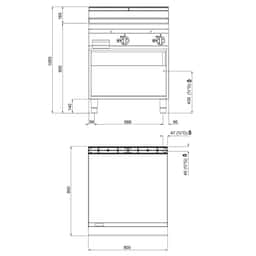 Gas Bratplatte - 20 kW - Glatt - mit glänzendem Finish