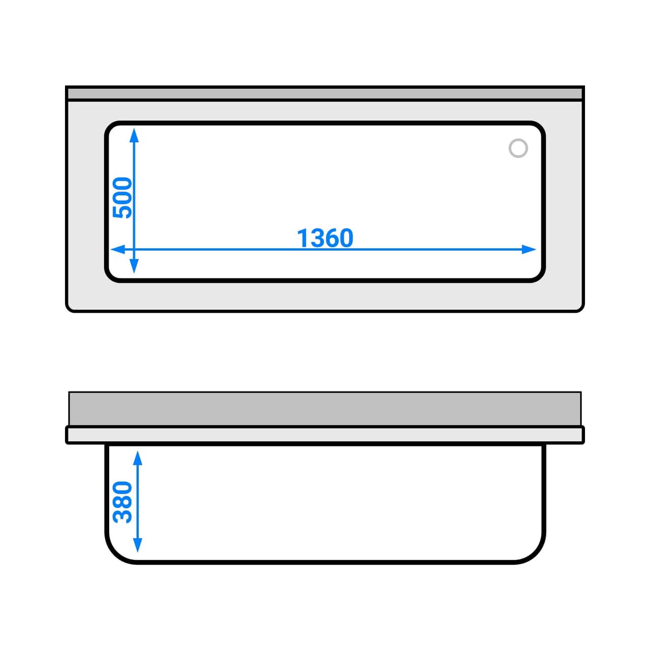 Topfspültisch - 1600x700mm - mit Grundboden & 1 Becken