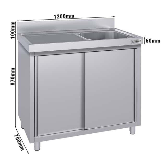 Spülschrank ECO - 1200x700mm - mit 1 Becken rechts