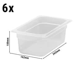 (6 kusů) CAMBRO | CAMWEAR® -polypropylenové nádoby GN 1/4 - mléčné - hloubka 100 mm