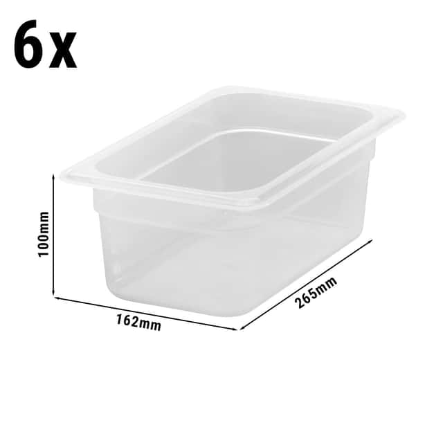 (6 Stück) CAMBRO | CAMWEAR® -  Polypropylen GN-Behälter 1/4 - milchig - Tiefe 100 mm